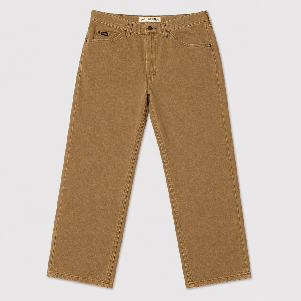 Lee Regular Fit Mens 38x30 Tan Jeans Straight Leg Brown Denim Pants